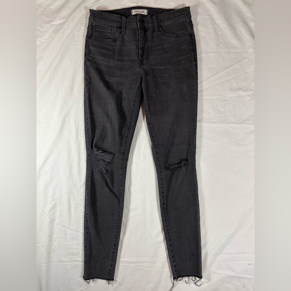 Madewell 9” High Rise Skinny Jeans in Black Sea 29 Tall - Picture 4 of 13